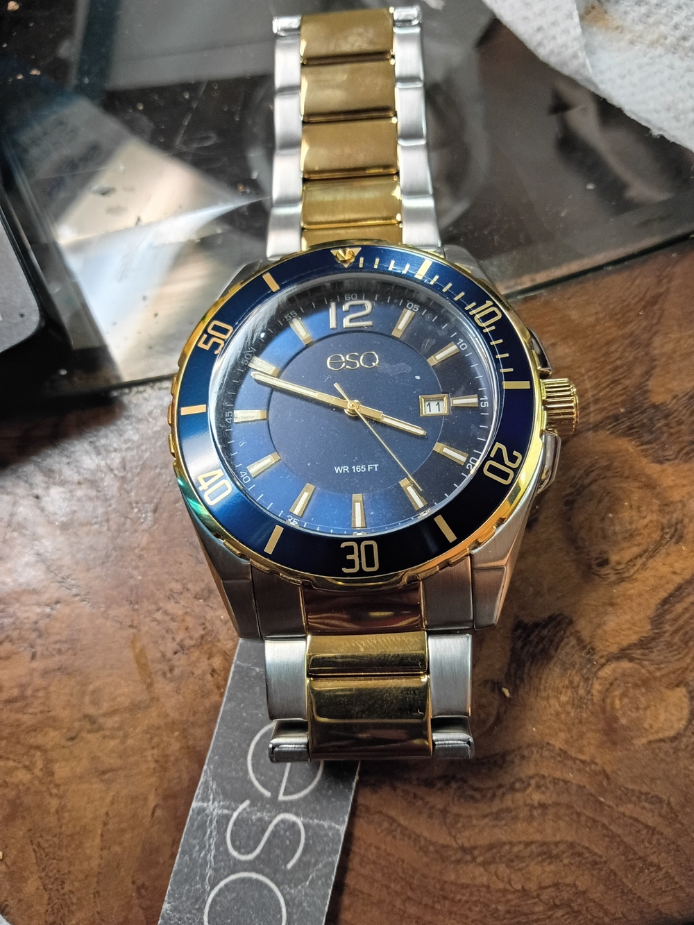 ESQ Men's Two-Tone Blue Dial Stainless Steel Watch